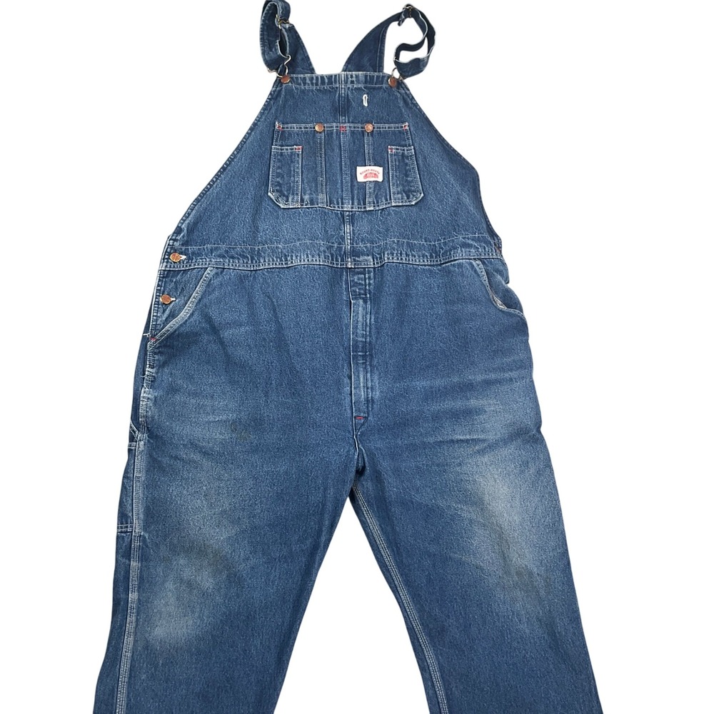 Round‎ House Overalls Mens 50W 30L Blue Stonewash Denim Bibs Cotton Work USA VTG